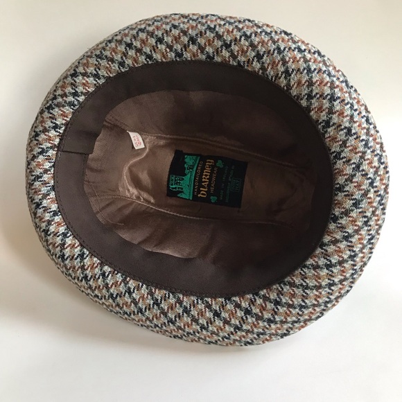 Handtailored BLARNEY Inter Hat Wool Made in Ireland Houndstooth 7 1/4 - Picture 6 of 16